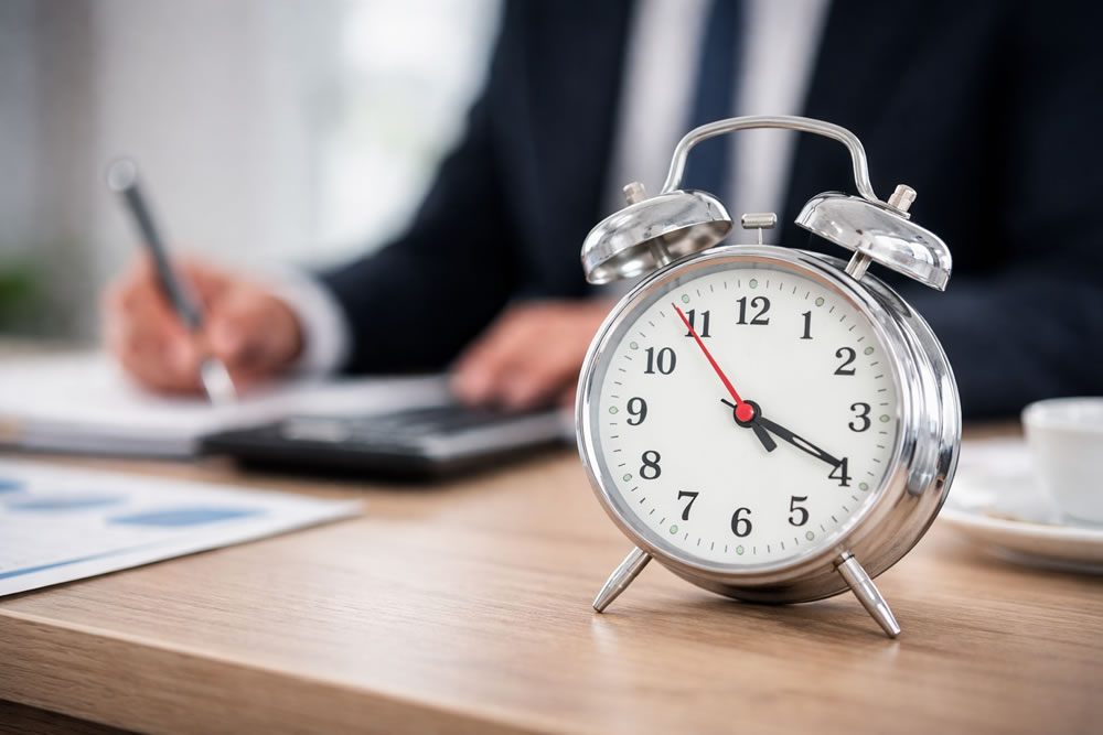 Clock representing on-time, on-budget delivery